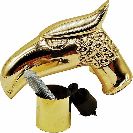 Brass Cane Walking Stick Handle Eagle Head Cast Brass with Replacement Rubber Brass On the Exterior Connecting Rod