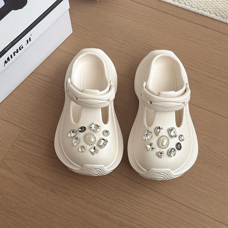 

2025 new hot-selling platform hole shoes heightening outdoor wading shoes slippers camping wear shopping word sandals 39-40 белый