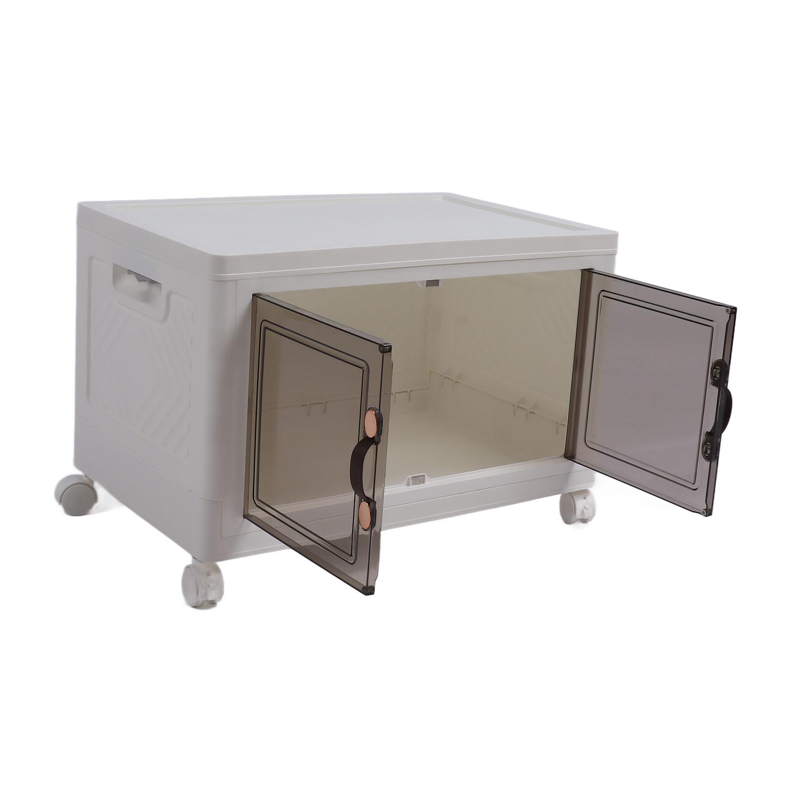 Складной Штабелируемый Ящик для Хранения Магнитный Замок с Двойной Дверцей Запираемый Колеса Закругленные Углы Контейнеры для Хранения с Колесами для 1 Layer 5690₽