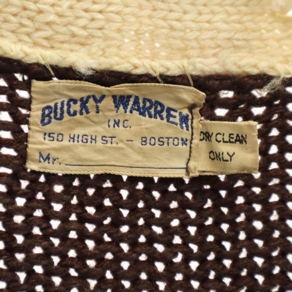 BUCKY WARREN 60s Vintage Long Sleeve Lettered Cardigan Two-tone Color Men's Used