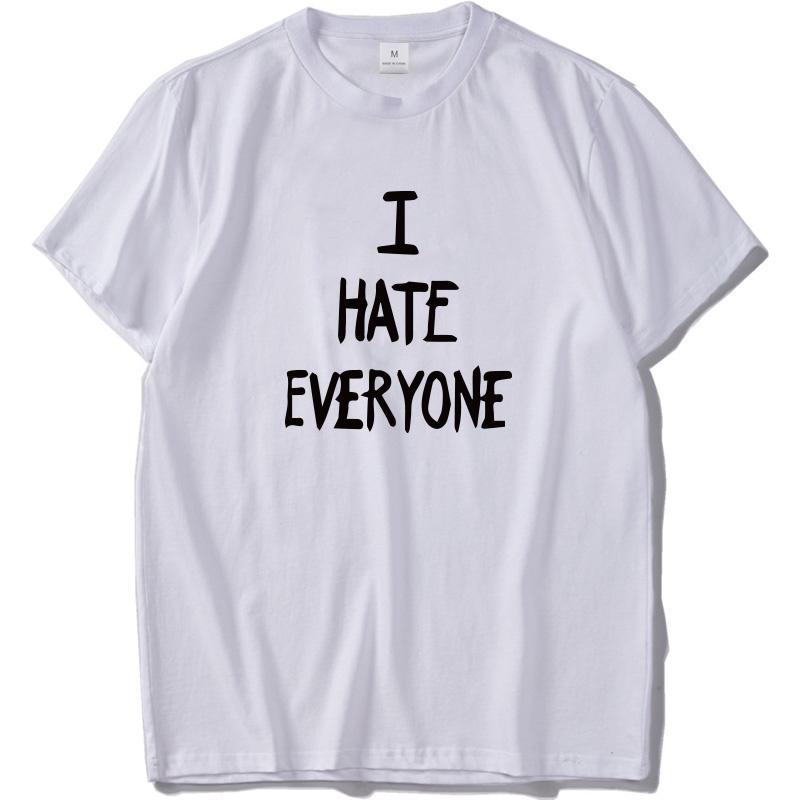 I Hate Everyone Tshirt Black Cat Top Clothing Pure Cotton Soft Animal Print T Shirt White