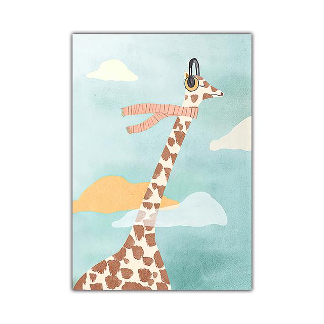 

Животное Сказочный мир Жираф Кролик Плакат Настенная картина с принтом Картина на холсте Детский сад Дети Декор в спальню 21*30cm