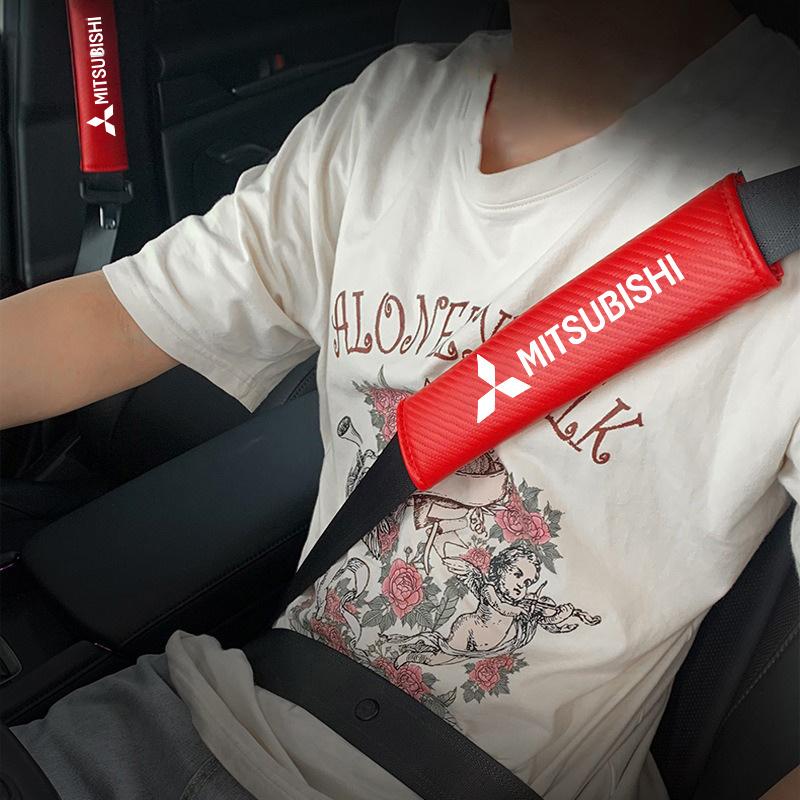 cxpzhg1 2pcs/set Carbon Car Styling Seat Belt Pad Seat belt Cover Car Accessories For Mitsubishi lancer asx outlander pajero l200 galant
