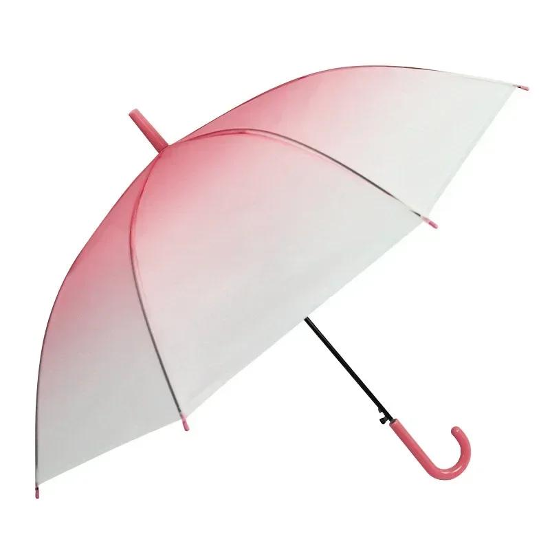 Automatic Transparent Umbrella for StudentsChildren Long Handle Straight Rod Environmentally Friendly Transparent Umbrella