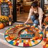 Stain Resistant Christmas Round Carpet Crystal Velvet Festive Area Mat  Family Gathering