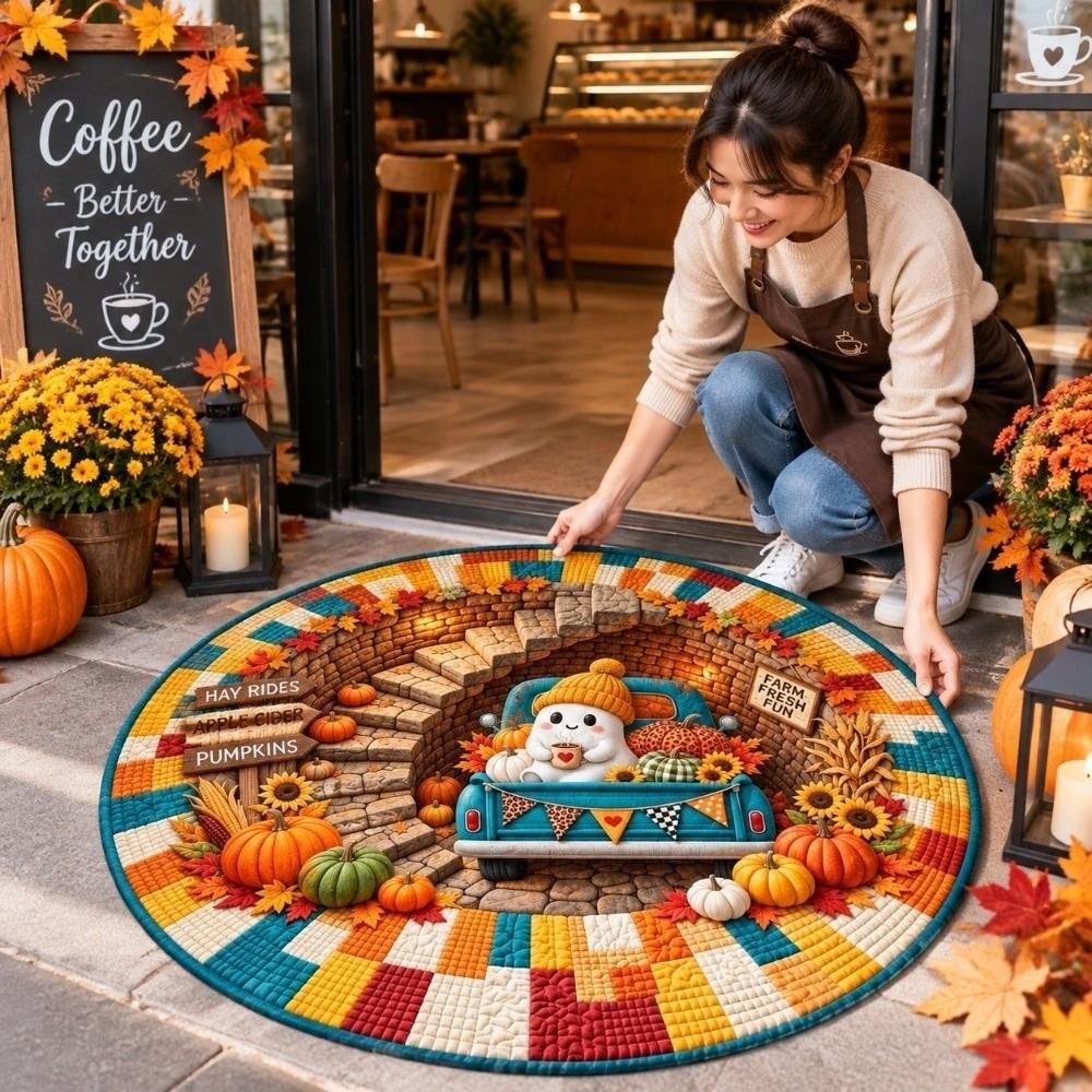 Stain Resistant Christmas Round Carpet Crystal Velvet Festive Area Mat Family Gathering