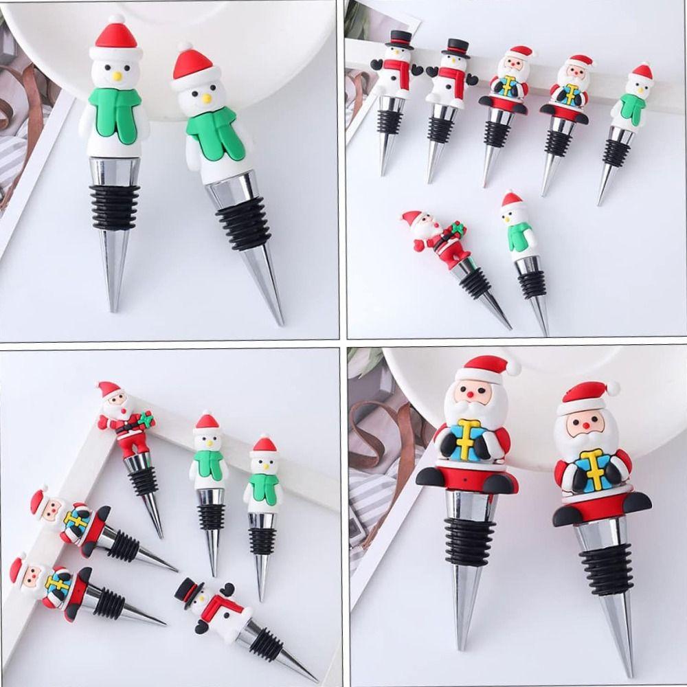 Vacuum Sealed Christmas Wine Bottle Stopper Reusable Wine Sealers Christmas Bottle Cover Kitchen