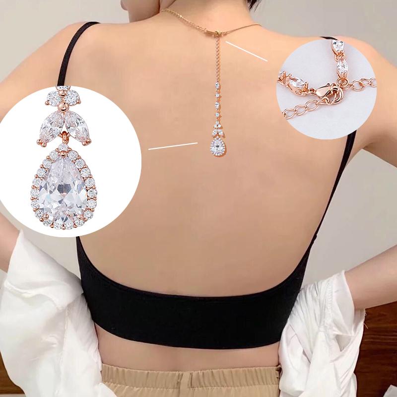 Weiman Rhodium Silver Plated Classic Style Halo Pear Cut Cubic Zirconia Pendant Brass Back Drop for Bridal Wedding Necklace