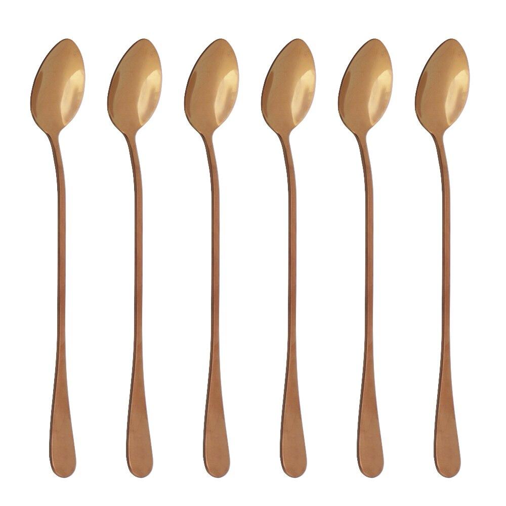 1Pcs Colorful Cutlery Set Stainless Steel Long Handle Spoon Dinnerware Dessert Ice Cream Coffee Spoon Stirring Spoon Silverware