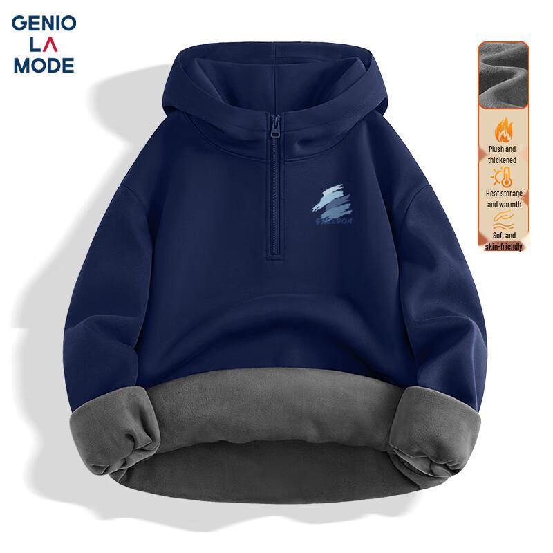 

GENIOLAMODE Men s Fleece-Lined Half-Zip Hoodie XL