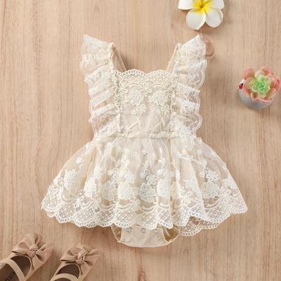 Sommer-Spitzen-Overall im koreanischen Ins-Stil für Babys – Prinzessinnenkleid mit Flatterärmeln