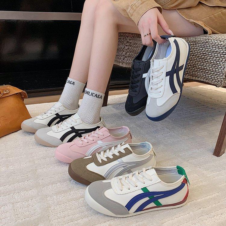 Soft leather version ballet style pink German training shoes women's spring 2025 new sports and leisure shoes retro flat Forrest Gump shoes