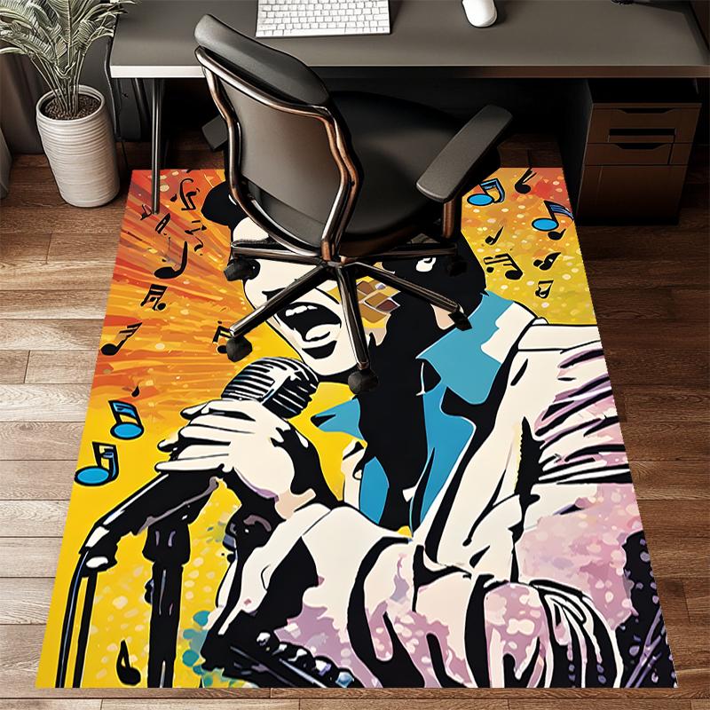 Elvis Polyester Carpet, Soft Indoor Mat for Office Chair, Living Room, Computer Desk - Decorative Home Office Rug Design