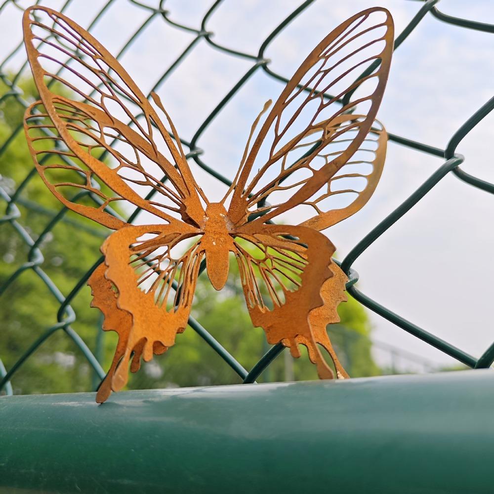 Outdoor Indoor Decor Butterfly Garden Sculpture Open Wings Design Porch Decorating Rust Butterfly Wall Art Metal Butterfly Yard