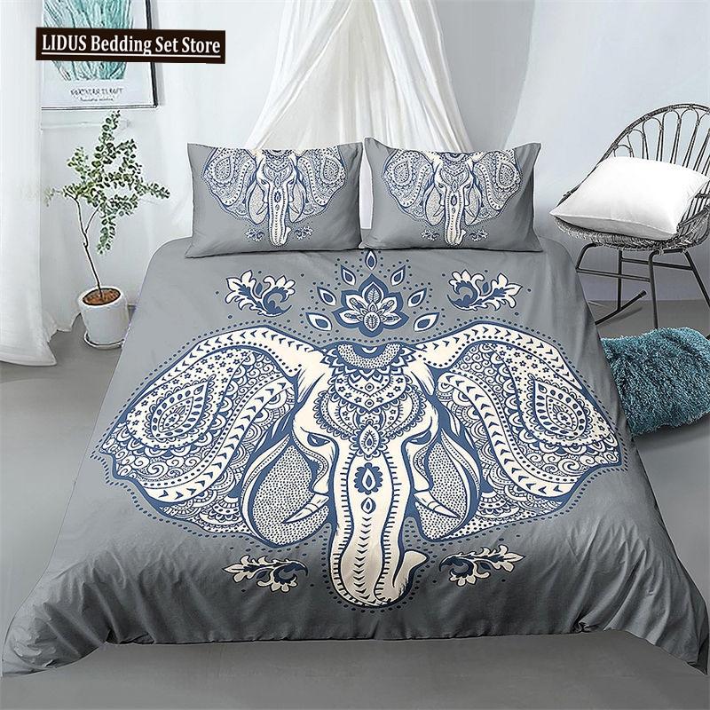 Elephant Bedding Sets Boho Style Luxury 3D Print For Kids Adults Teens Ganesha Duvet Cover Set Queen Size Polyester Bedding Set