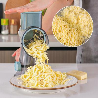 Dreh-Käsehobel mit 3 austauschbaren Klingen, Multifunktions-Handgemüse-Schneider, Schnelles Lebensmittelzubereitungswerkzeug für Käse, Nüsse und Salate