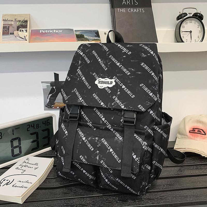 School bag high value letter back couple solid color casual simple light outdoor large capacity