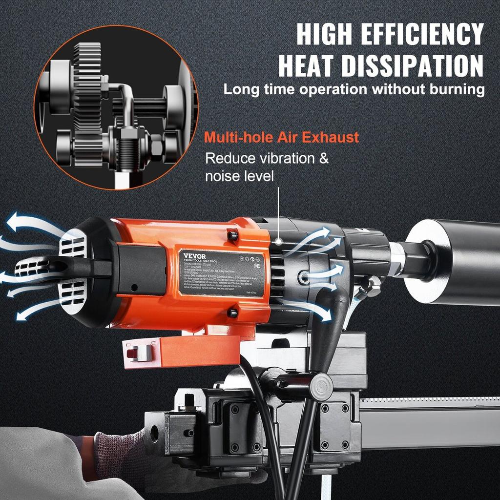 Diamond Core Drill Machine Concrete Core Drill Rig Casters 3200W 750RPM