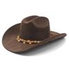 Ethnic style beaded big-brimmed cowboy hat, hot-selling retro suede top hat, big one-word jazz hat