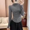 Women's Slim Fit Pleated Merino Wool Turtleneck Top - 280g Velvet, Autumn/Winter Edition.