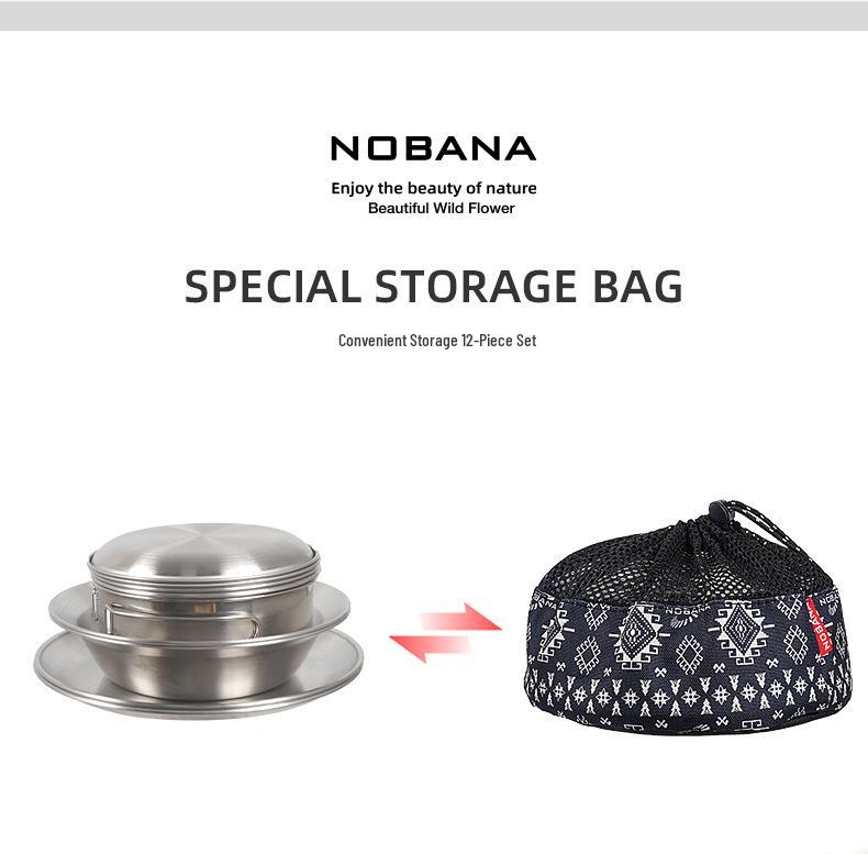 12-Piece Outdoor Tableware Set: Portable Camping Dinner Plates and Small Bowls for BBQ, Self-Driving Tours, and Home Use.