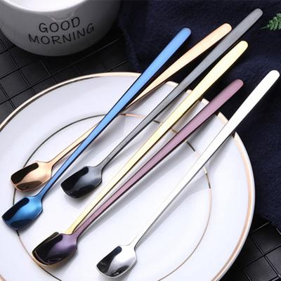 Cucchiaino da Caffè con Manico in Acciaio Inossidabile Cucina Lungo Mescolatore Dessert Cocktail Paletta