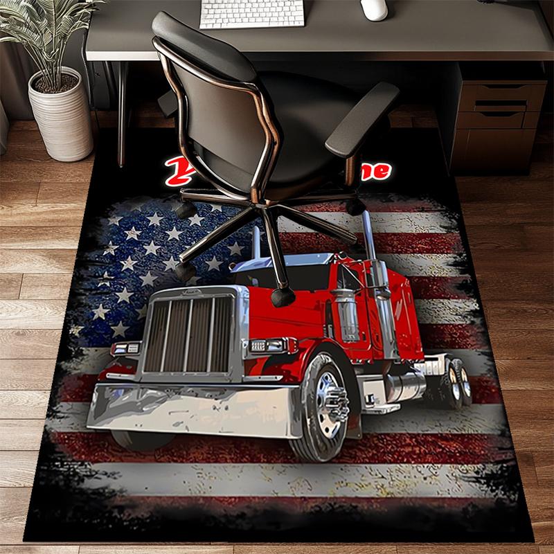 1PC Custom Name Truck Driver's Pride Theme Floor Mat Ideal for Living Room, Game Rooms, Office, Bedroom,Floor Mat Playful Design