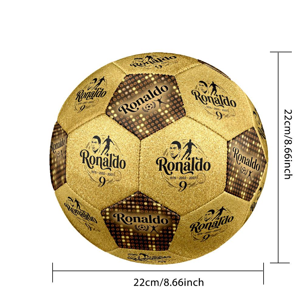 Ronaldo Pallone d'Oro Scintillante Ronaldo Pallone da Calcio Taglia 5 Calcio Cucito a Macchina Universale Indoor/Outdoor Regali per Appassionati di Calcio