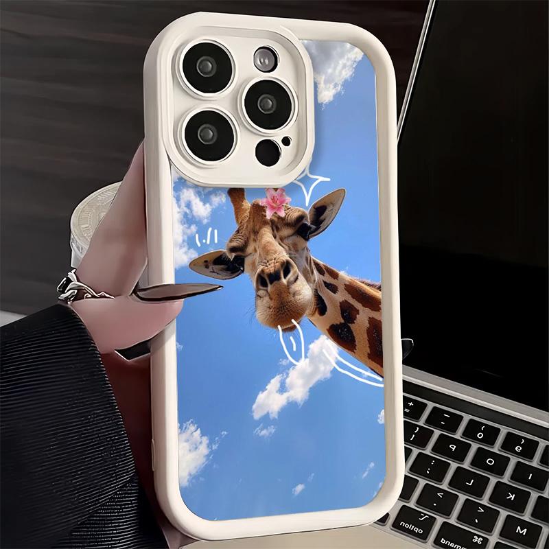 Phone Case for iPhone 17 Air 16E 15 16 Pro Max Giraffe Animal Pattern Cover 14 Plus 13 12 Mini Soft Shell Silicone Fundas