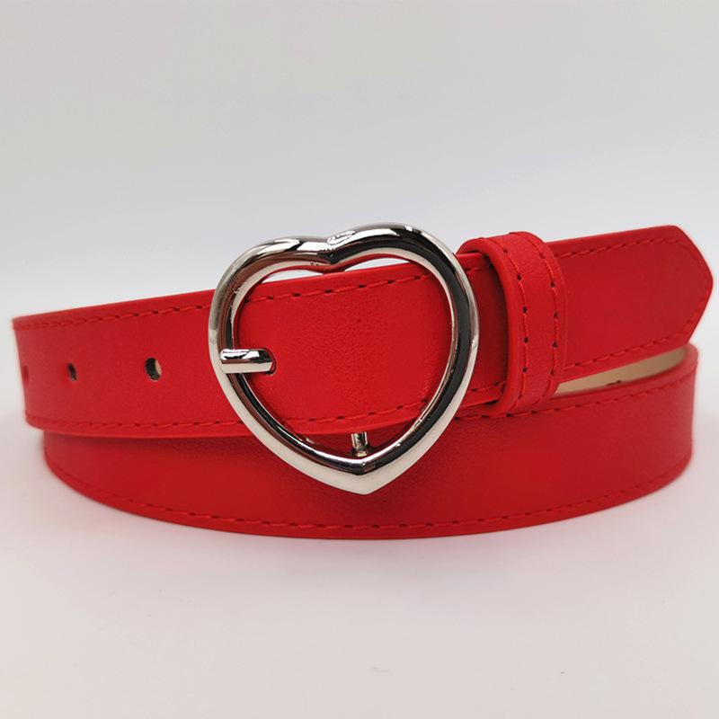 

Simple New Love Alloy Pin Buckle Women s Belt Glossy Versatile Clothing Decoration PU Belt 105cm