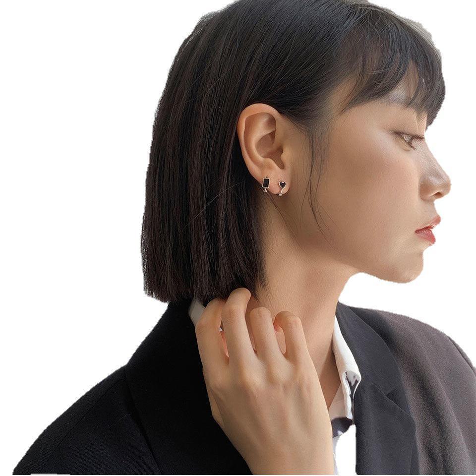 S925 Silver Retro Hong Kong Style Korean Love Earrings for Women - Elegant and Chic Design