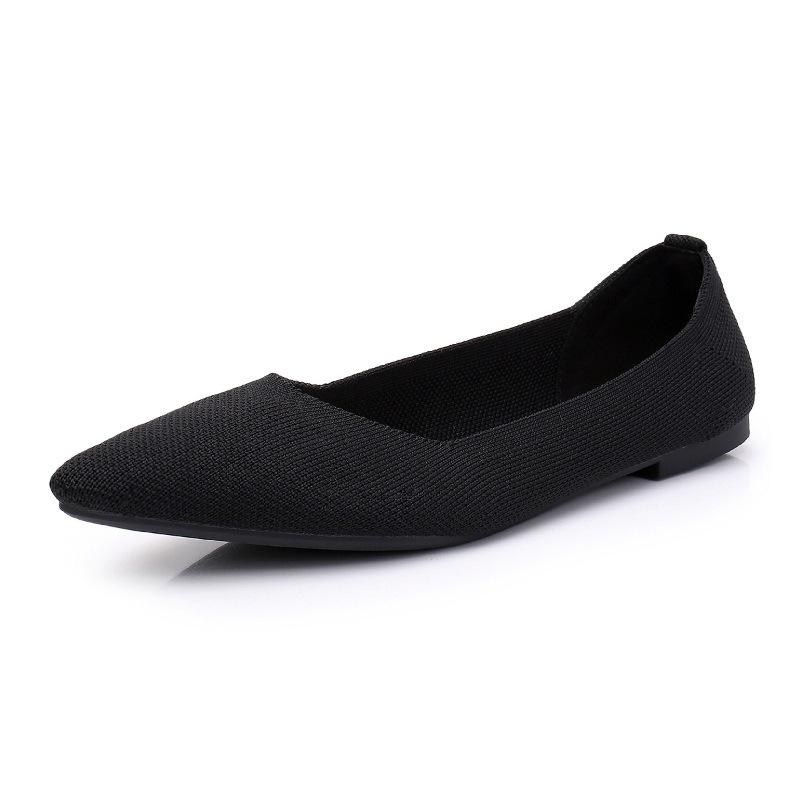 

Ji Super Soft Fly-woven Light Mouth Pointed Flat Shoes 35 чорний