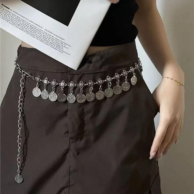 High Quality Ethnic Style Tassel Belly Dance Waist Chain Adjustable Long Golden Belt For Women Girls Fashion Dress Accessories