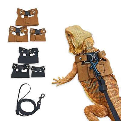 3Pcs Split Lizard Leash Breathable Adjustable Reptile Harness Traction Rope Pet Leash for Bearded Dragon Chameleon Squirrel