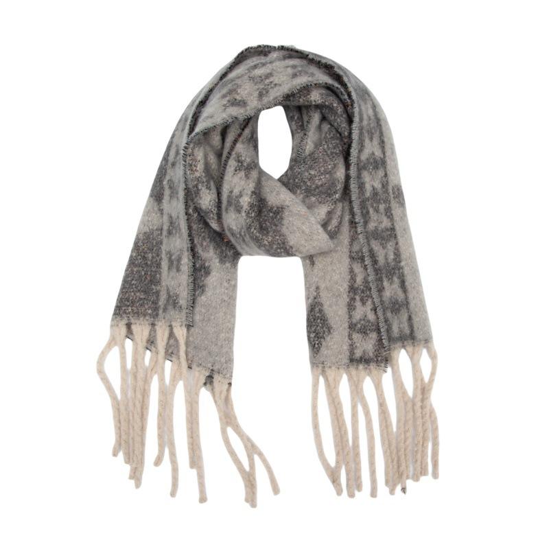 Women Winter Retro Knitted Scarf Headscarf Ladies Casual Animal Print Tassel Warm Scarve Mujer Foulard Thick Wrap Shawl New