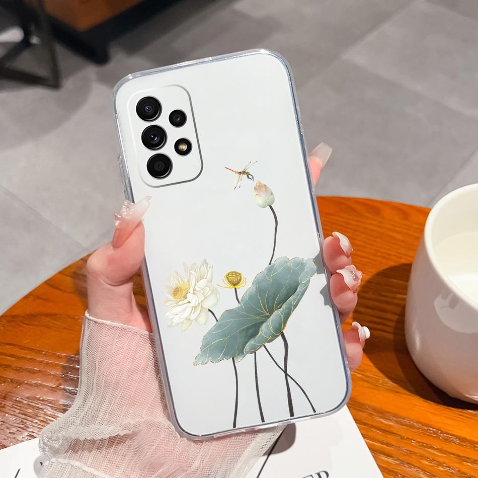 Flower Case For Samsung Galaxy A52 Phone Cover For Samsung A 52 Cases Soft Transparent Silicone Christmas Elk deer Back Covers