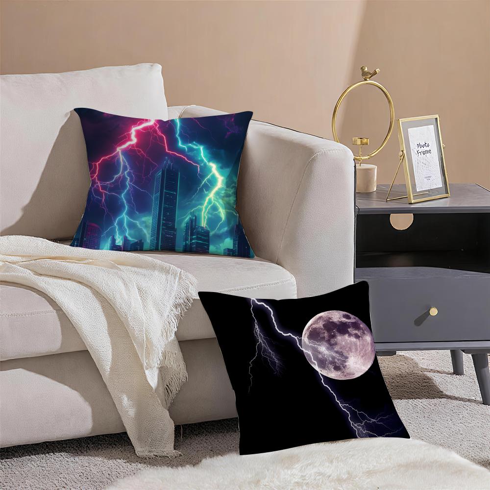 Lightning Cushion Cover Linen Pillow Case Soft Breathable Protective Couch Room Decoration