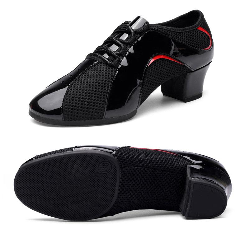 Mid Heel Modern Dance Shoes Leather Mesh Jazz Dance Shoes for Boys and Women Adult Latin Modern Dance Salsa Dance Party Dance Heeled 3.5CM
