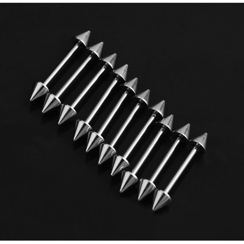 Mixed Style Stainless Steel Curved Barbell Spike Tongue Ring Jewelry