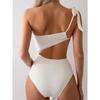 Sexy One Shoulder Swimwear Women Hollow Out White Black Backless One Piece Swimsuit 2025 Beach Bathing Suit Holiday Monokini