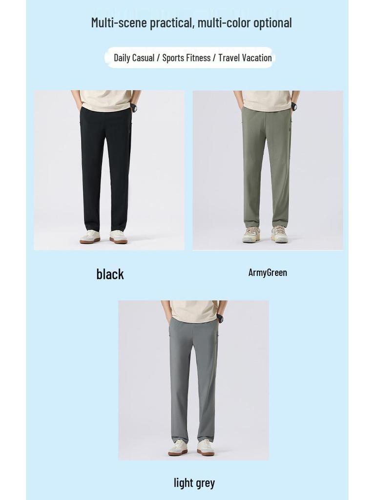 Men's Ice Silk Sun Protection Slimming Straight-Leg Sport Pants - Light Summer Casual Wear