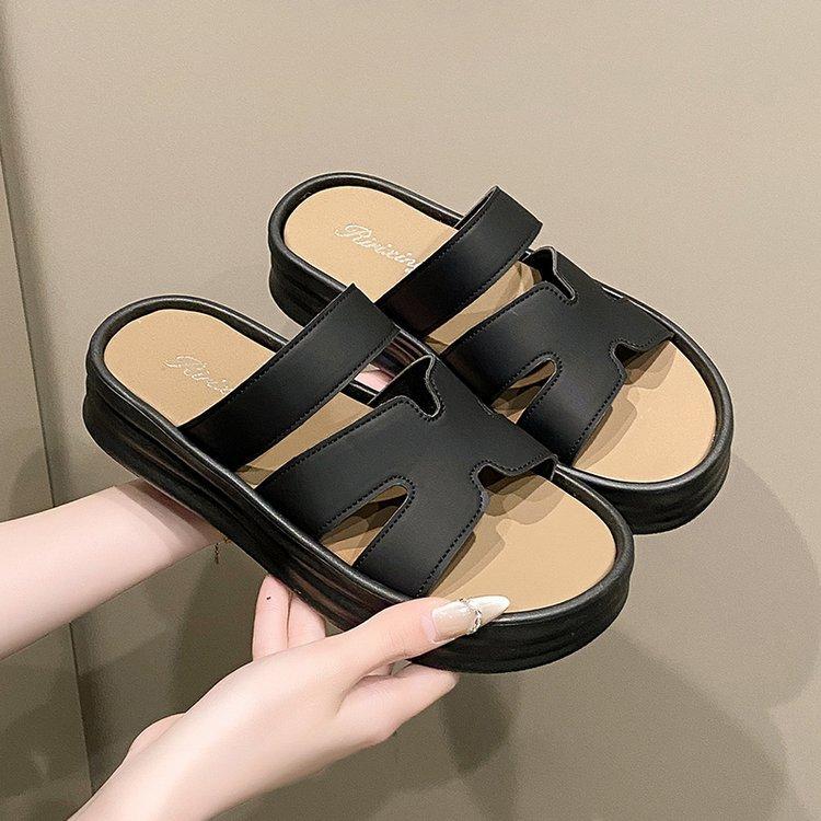 22 Spring and Summer New Sandals Sports Style One-character Open-toed Thick-soled Sandals