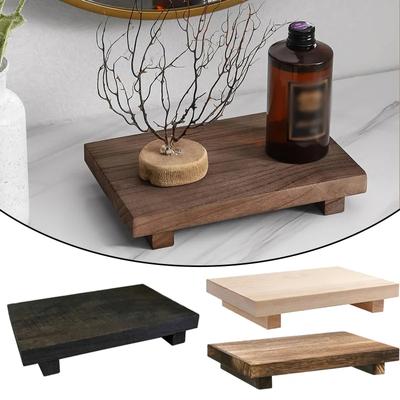 Bandeja de Madera Soporte Pedestal Decoración de Baño Tocador de Madera Jabón de Manos Portavelas Aromática Organizador Bandeja Soporte para Condimentos de Cocina