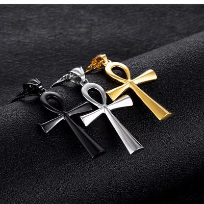 Colliers Pendentifs Amulettes Crucifix Ankh Égyptien Punk Pendentifs Acier Inoxydable Symbole de Vie Colliers Croix Bijoux Cadeaux 2025