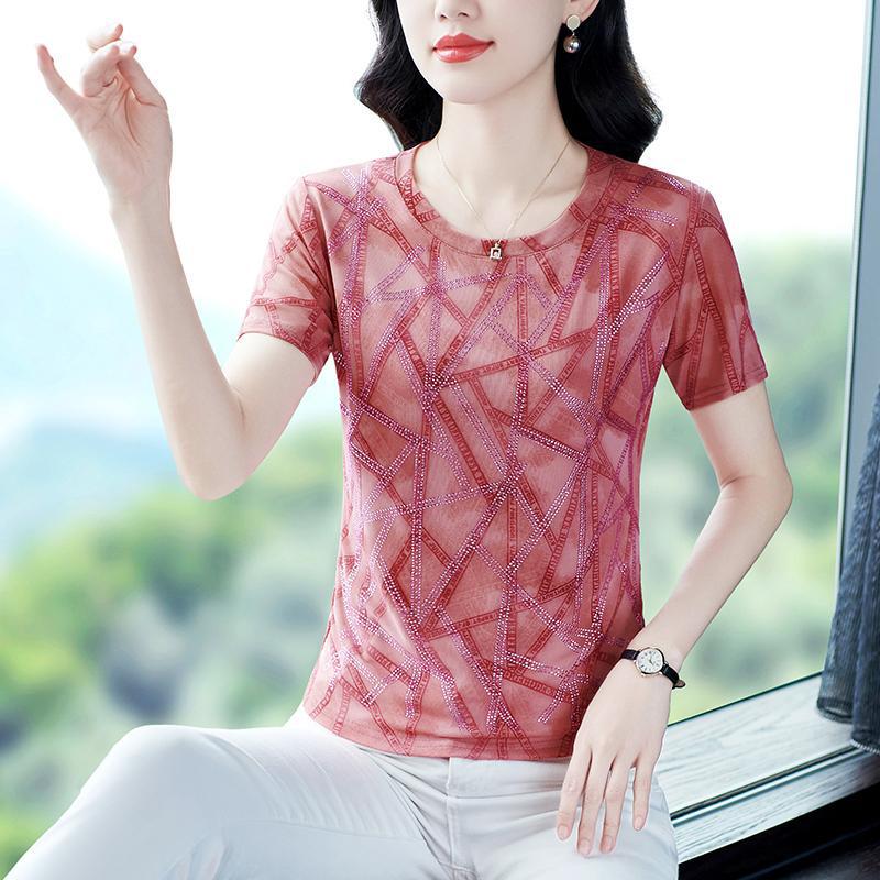 Women's Summer Ice Silk Short Sleeve T-Shirt - Cooling, Breathable, Loose, Versatile Casual Top