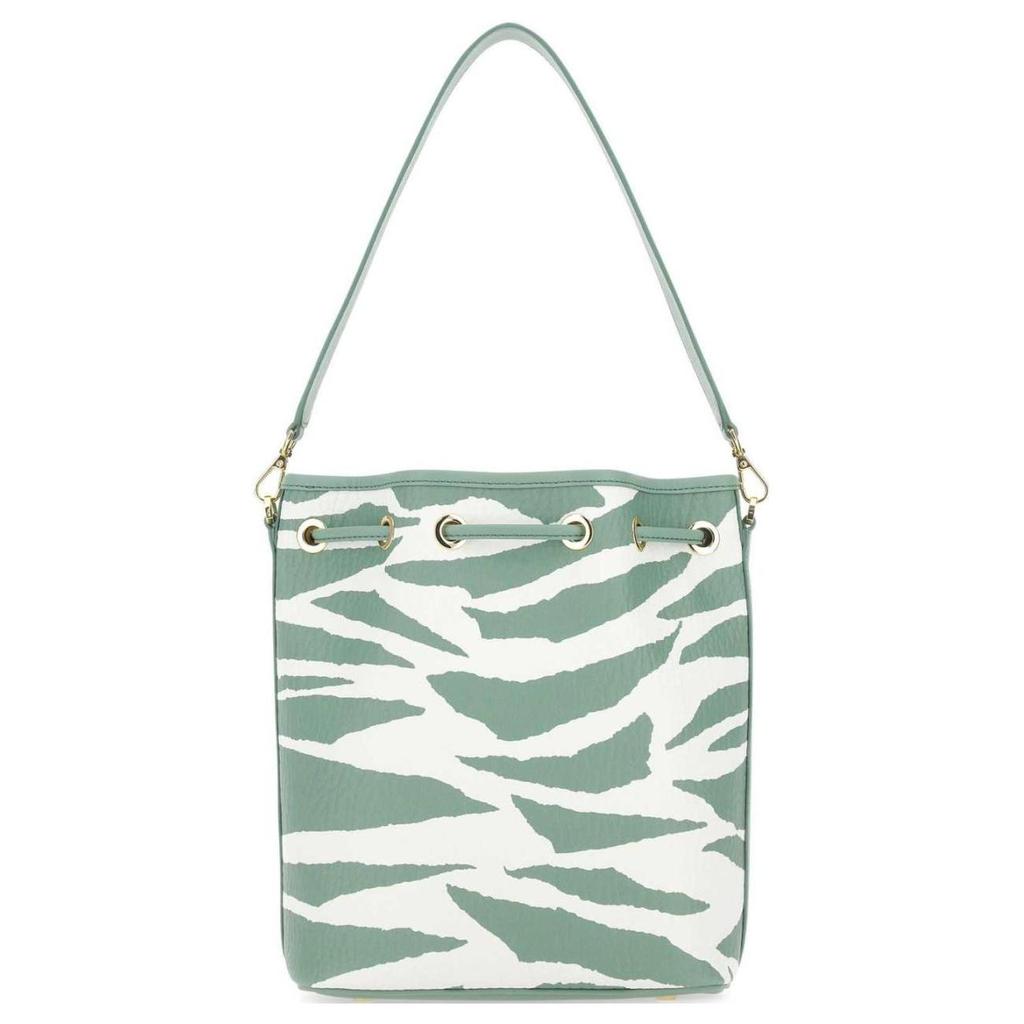 New MCM Canvas With Leather Drawstring Bag, Bucket Bag, Portable Crossbody Bag, Shoulder Bag Medium Women's Green MWDDSDU06JZ001