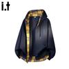 :CHOCOOLATEit Men's American Style Contrast Color Zip-Up Hoodie