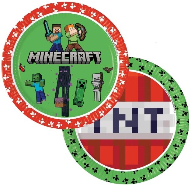 Talerzyki Minecraft Gra Pixele Urodziny 23Cm 8Szt.