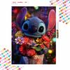 Disney Stitch Flowers Diamond Painting Kit 5D DIY, Suitable for Beginners and Craft Lovers, Interior Space Decoration