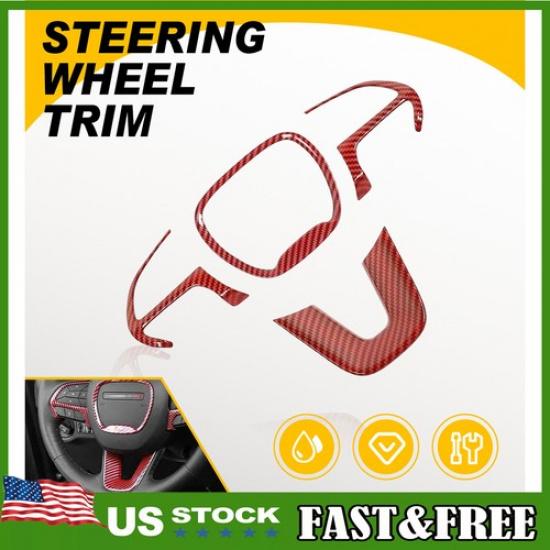 Steering Wheel Moulding Cover Trim for Dodge Challenger&Charger 15+ Carbon Fiber